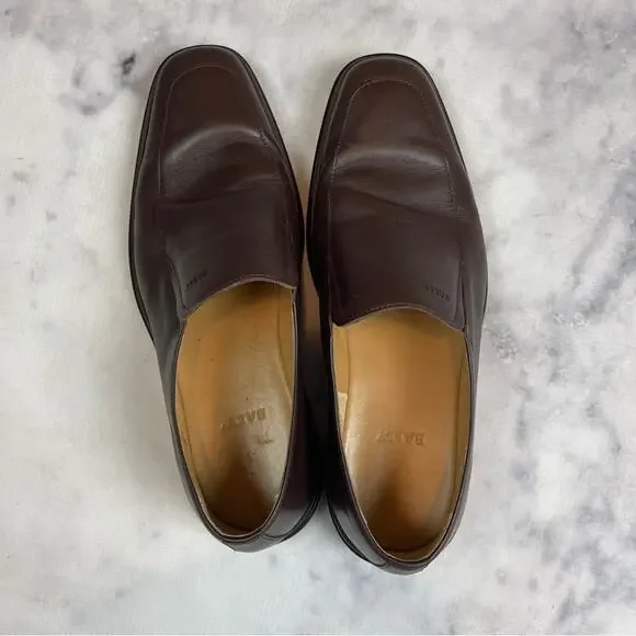 Bally Mens Caddo Brown Italian Leather Slip On Loafers Square Toe Sz 8E